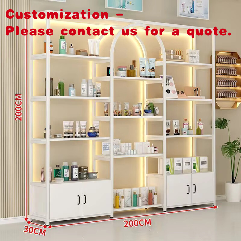 Luxury Skincare Store - ชั้นวางโชว์สินค้าร้านเสริมสวยหรูหรา รุ่น custom.2026 สำหรับเครื่องสำอาง ผลิตภัณฑ์ดูแลผิว เล็บ