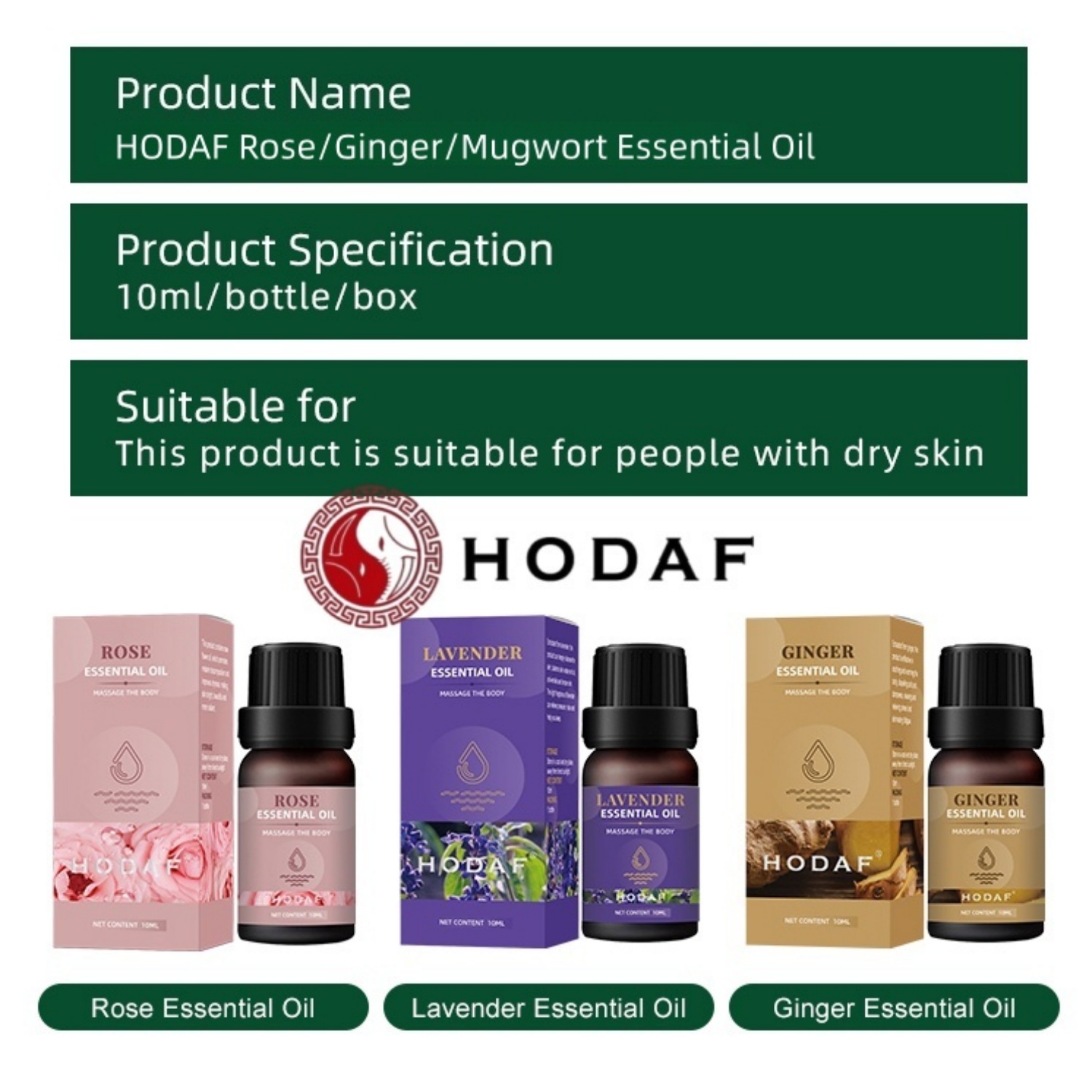 Luxury Skincare Store - น้ำมันหอมระเหยผสม HODAF: น้ำมันหอมระเหยขมิ้น/โกฐจุฬาลัมพา/กุหลาบ—น้ำมันนวดตัว, ให้ความชุ่มชื้น, อโรมาเธอราพี, ช่วยให้ผิวกระจ่างใส,